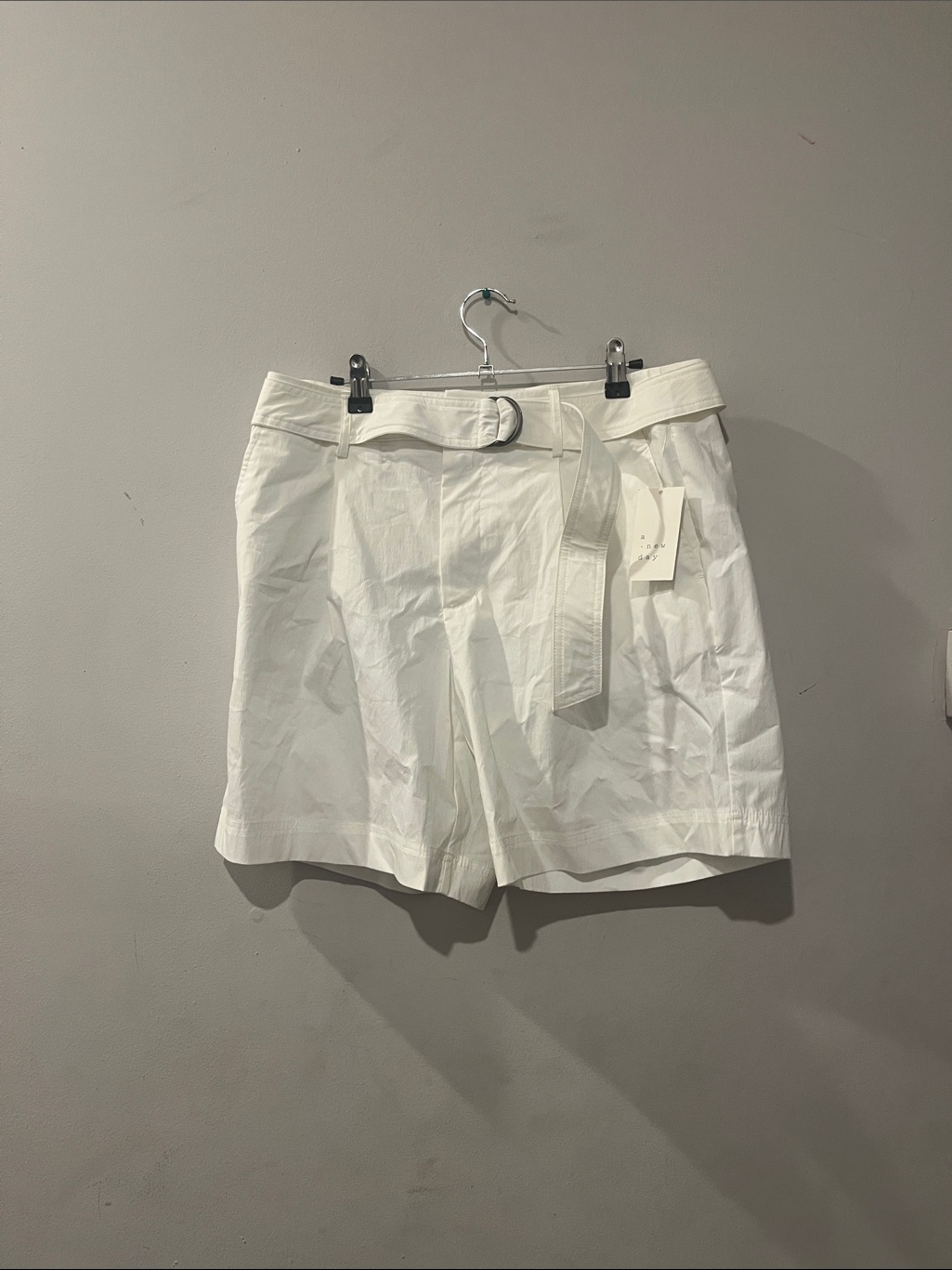 A New Day White High-Rise Belted Bermuda Shorts
